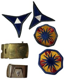 13th Support Brigade U.S. Army, 3rd Corps, Patches And Two Belts New York Solid Brass