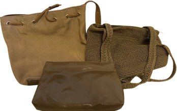 Three Dark/tan Women's Handbag: The Sack And Nine West