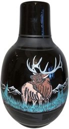 Ceramic Vase With Elk Motif By James Benally