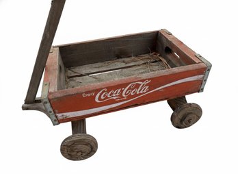Coca-Cola Branded Wooden Toy Wagon With Pull Handle