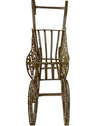 Gold Gilded Metal Wire Santa Sleigh