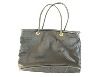 Celine Black Padded Nylon Tote With Leather Trim