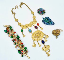 Collection Of Necklace Size: 9' Length, Bracelet And Pins