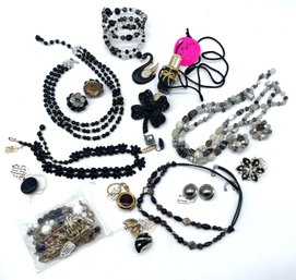 Collection Of Jewelry Including Necklaces, Brooch And Earrings