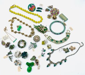 Collection Of Jewelry Including Necklaces, Brooch, Earrings, Rings, Bracelets And Pins