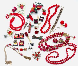 Collection Of Jewelry Including Necklaces, Bracelets, Rings Brooch, Pins And Earrings