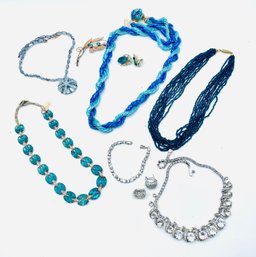 Collection Of Jewelry Including Necklaces, Brooch, Bracelets And Earrings