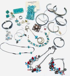 Collection Of Jewelry Including Necklaces, Bracelets, Earrings And Rings