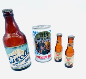 Collection Of Beer Bottle And Can Including Tivoli Beer, The Big 14 Weir Radio (2) Coors Beer
