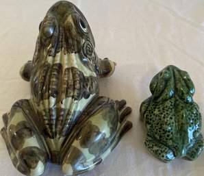 (2) Pottery Frog Garden Ornament