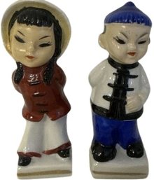 Set Of 2 Chinese Boy Girl Porcelain Figurines Asian, Japan Made
