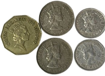 Five Queen Elizabeth The Second Coins