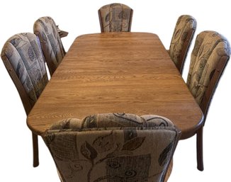 Amish Oak Dining Table, Six Chairs And Table 76x42x29in