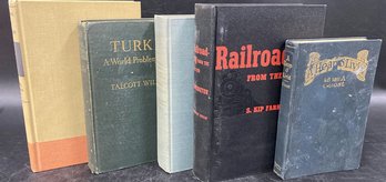 (7) Vintage Books, Mary Poppins, The Navajos, A World Problem Of Today, Railroading And Many More
