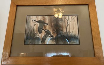 Framed Goose Painting Artwork By Jensen - 21.5Lx16W