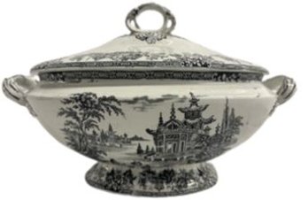 Vintage Black And White Soup Tureen