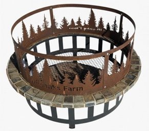 Steel Fire Pit With Forest Motif Cutouts