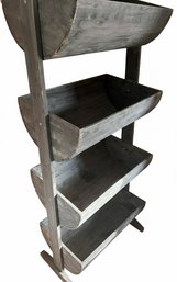 Gray-Stained Wood 4-Tier Storage Bin Rac