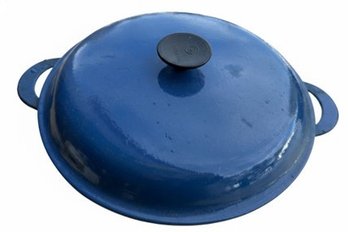 Blue Enamel Cast Iron Round Dutch Oven By Le Creuset, Model 30