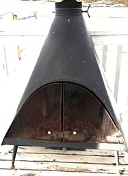 Majestic Mid-Century Modern Metal Outdoor Fireplace