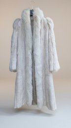 Full-Length White Fur Coat With Monogrammed Lining