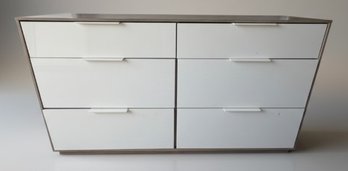 Six-Drawer Dresser With White And Wood Finish