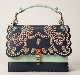 Fendi Kan I Leather Handbag With Embellished Detailing