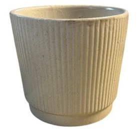 Ceramic Planter With Vertical Ribbed Texture