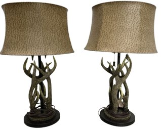 Pair Of Antler Table Lamps