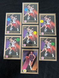Basketball Trading Card Lot: 7-Piece Set, Dennis Rodman (12) & Chris Mullin (1), Gold Border Series
