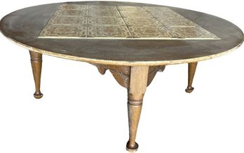 Mid Century Tile Top Wooden Coffee Table 17 Tall X 40 Diameter