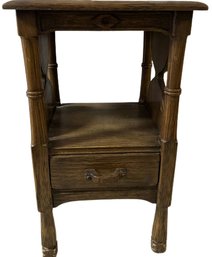 Oak Canted Corner Single Drawer Hall Table 16'Lx28'H