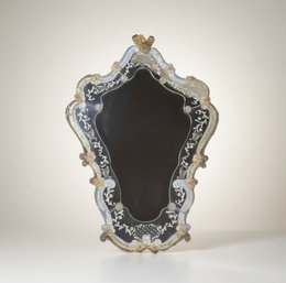 Venetian-Style Murano Etched Glass Wall Mirror With Floral And Scroll Purchased For 20K