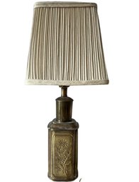 Brass Embossed Floral Design Table Lamp