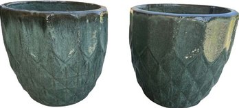 2 Large Glazed Outdoor Pots: 15 Tall & 15 Diameter.