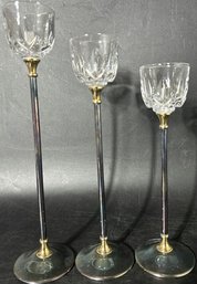 (3) Silver-Plated Candle Holders, Tallest Is 11'