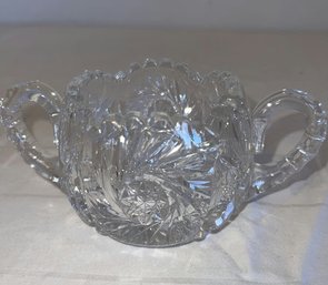Vintage Cut Glass Sugar Bowl 2 1/2in