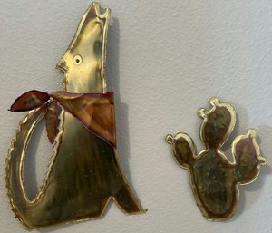 Brass Howling Bear (10in) And Cactus (6.5in)