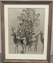 Framed Deer Artwork (Artist Unknown) 25.25x31.25