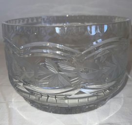 Heavy Cut Crystal Glass Bowl - 7 7/8