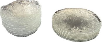 Grape & Leaf Pattern Glass Appetizer Plates & Bowls.