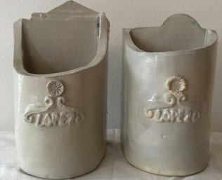 (2) Jon Carlos Lopez Pottery Wine Bottle Holder - 8.5x5in