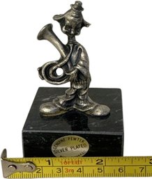 Genuine Pewter Silver Plated Clown 2.5in