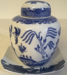Blue Willow Ginger Jar, Saucer And Plate - 5x4in