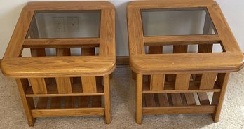 (2) Night Side Table, Glass On Top (22x20x26)