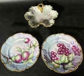 (2) Porcelain Plates And 1 Small Serving Bowl
