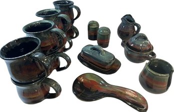 Always Azul Pottery: Coffee Mugs (8), Butter Dish, S&P, Cream & Sugar & More!