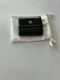CHANEL Classic Black Leather Trifold Wallet With Dust Bag, 4 1/8' Length