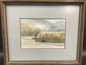 Framed Art Watercolor Painting By Em Stout (18x14.5)