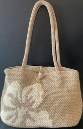 Liz Claiborne Cottagecore Beige/White Crocheted Cotton Blend Purse